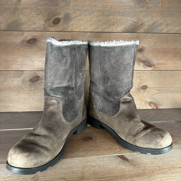 sorel emilie foldover womens size 8 shoes brown suede sherpa lined snow boots - Picture 3 of 8